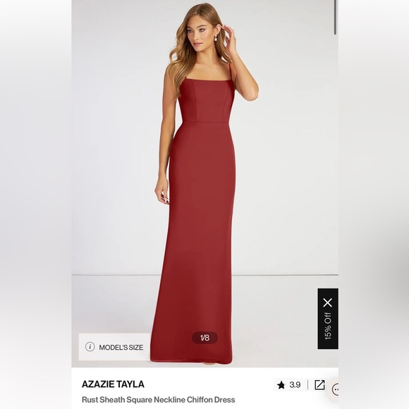 Azazie Dress in Rust, Floor Length, Chiffon - Size A0. - Picture 1 of 3